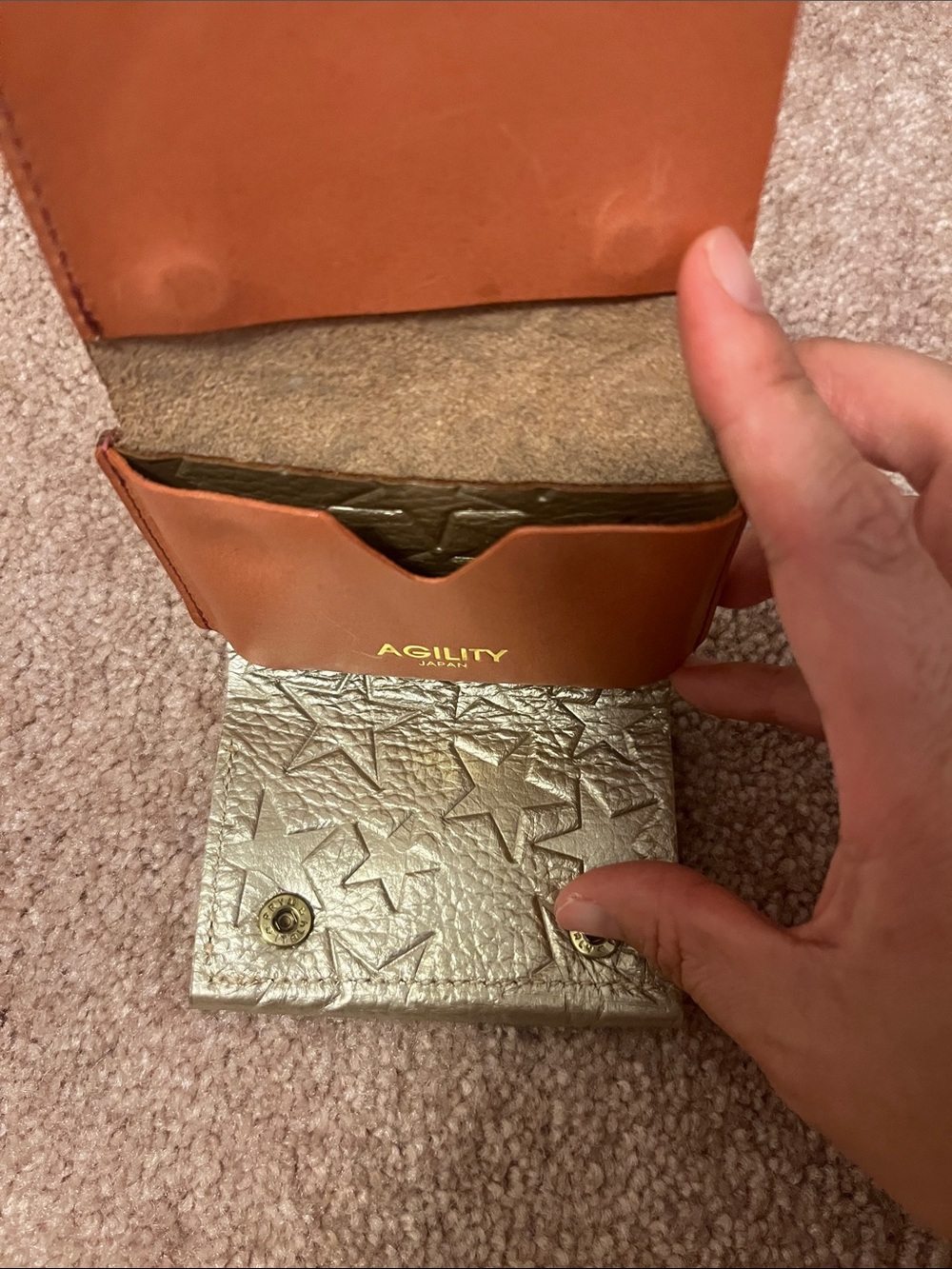 Metallic Star-Embossed Compact Wallet - Gold - Picture 5 of 5